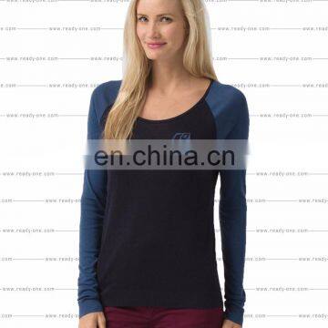 Long sleeves slim fit 100% Cotton PINK STRIPE CLASSIC women SWEATSHIRT