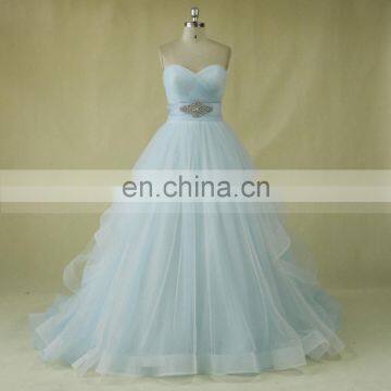 Fashionable Heart Neckline Pleating Beaded Wedding Dress Chapel Tail