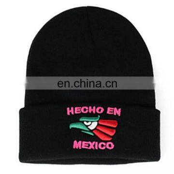 2017 Custom 3D Embroidered logo knit winter beanie hat