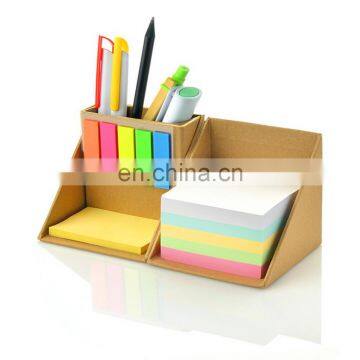 new recycled paper memo Notepad set with pen container and self-adhensive papers