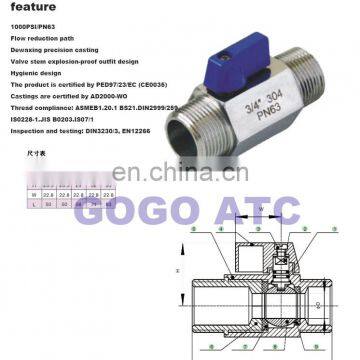 High Quality MINI Ball Valve Stainless Steel 304 1/8 1/4 3/8 1/2 BSP Female Male Thread Brewer Hardware 2 Way Ball Valve photo-4