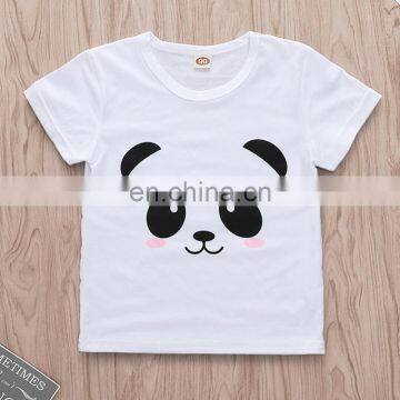 2019 Summer Girls Cotton Panda Print Top Tshirt & Black White Striped pp Skirt 2pc Set photo-3