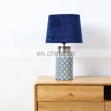 Living Room Decorative Lights Office Hotel Blue Ceramic Table Lamp for Home Decor photo-2