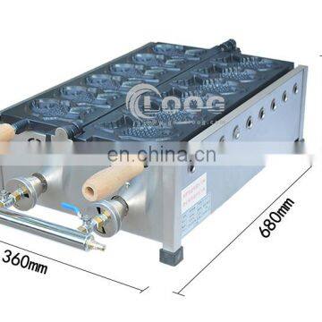 Most Popular 6 Pieces Gas Taiyaki Grill Fish Shape Cake Machine in Stock