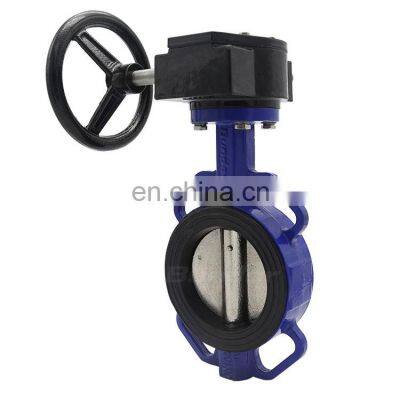 Bundor awwa  dn80 ptfe 12 wafer 300# worm gear wafer butterfly valve manufacturer