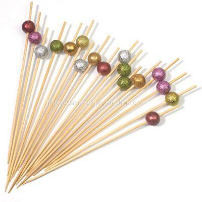 Pearl Cocktail Picks for Drinks, 4.7 Inch Fruit Sticks Pearl Bamboo Toothpicks for Appetizers Wooden Food Picks, Home Party Cocktail, Dessert, Fruit, Wedding (Colorful)