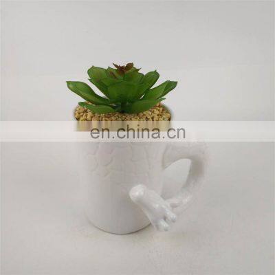 Indoor Ceramic Plant Pot With Fake Indoor Artifical Plants Outdoor