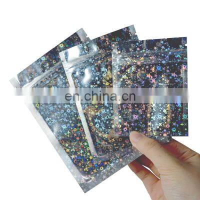 Custom Logo Zipock Resealable Smell Proof Aluminum Foil Mylar Plastic Edible Packaging Hologram Bags Holographic Pouch Zipper