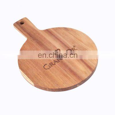 Acacia Wood Round Pizza Serving Chopping Board Cutting block with Handle