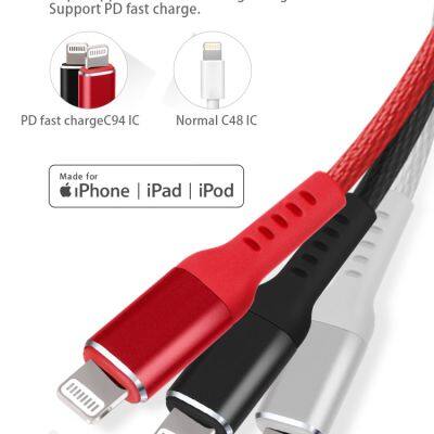 MFi Nylon Braided USB-C to C94 Lightning PD Charging Cable Power Charger for IPhone 8/X/SE photo-4
