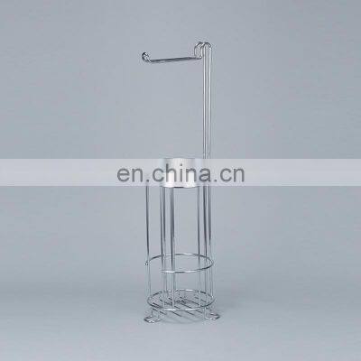 Free Standing Toilet Paper Holder Spare Roll Bathroom Storage Toilet Paper Stand Steel Chrome photo-2