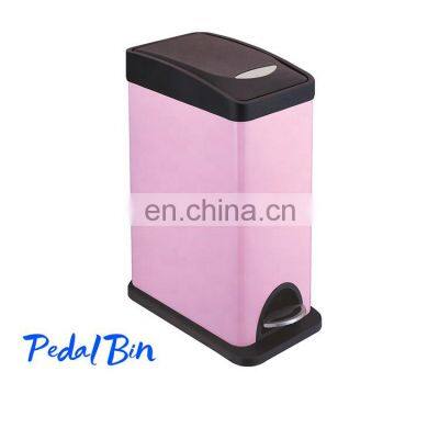 Rectangular Color Coating Stainless Steel Foot Pedal Recycling Satin Separate Waste Paper Bin