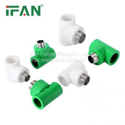 IFAN Cheap Price Green PPR Wholesale Brass Male Thread Plastic PPR Tee