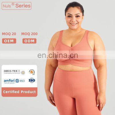 Custom Front Chest Fold Design Sexy Woman Sport Bra Wide Hem Yoga Top Fitness