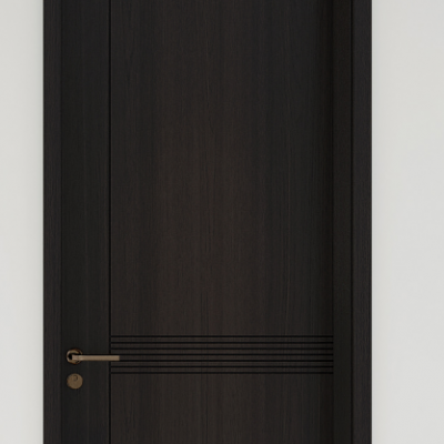 Black Charcoal Wood Look Flush Interior Door | Modern Minimalist Linear Groove Bedroom Door