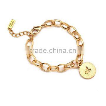 Fashion Men And Women's Stainless Steel Gold Plated Chain Link Bird Bracelet