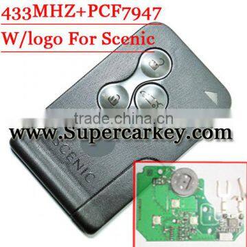 Best quality 3 Button Remote Smart Card With Logo 433MHZ For Renault Scenic