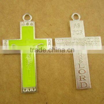 1.8 inch silver plating luminous crucifix glow in the dark cross pendant