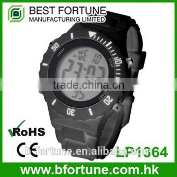 LP1364 Cool black color rotating bezel plastic chronograph digital watch