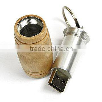 Personalied wooden barrel usb pendrive with logo