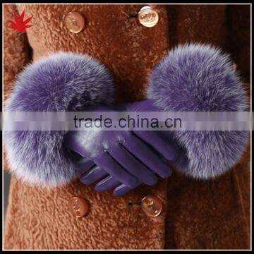 High quality ladies Fur touch screen sheepskin leather gloves