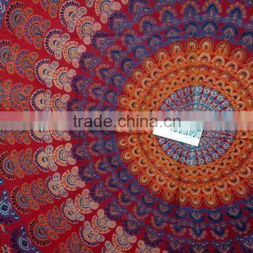 Hand Block Work Tapestry Ethnic Antique Screen Batik Mandala Tapestries Throw Beach Bedspread
