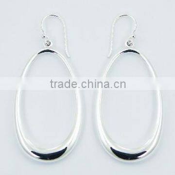 Open Ovate Sterling Silver Chic Dangle Earrings