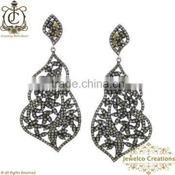 Diamond Silver Earrings, Pave Diamond Earrings, Silver Diamond Earrings, Fashion Earrings, Pave Earrings Jewelry Manufacturer