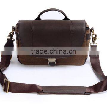 2015 Hot New Goods Canvas&Real Leather Digital Camera Bag,High Quality Men's Messenger DSLR Camera Bag