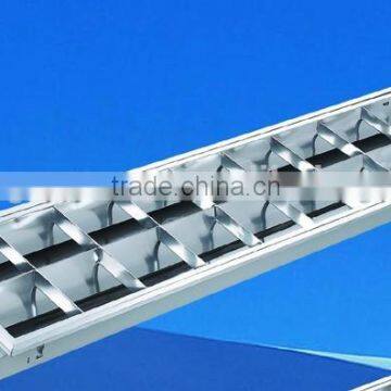ceiling 2X40W T8 Reflective louver fitting with aluminum sheet grid white paint base louver fitting lamp with electronic ballast