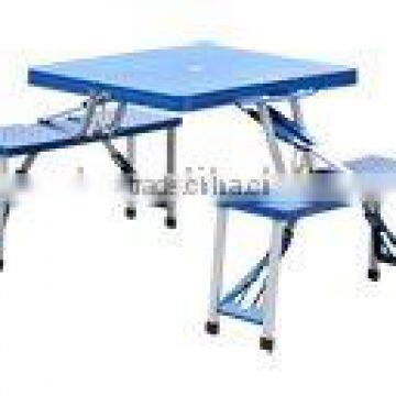 Plastic Portable Folding Table with 4 Bench Seats