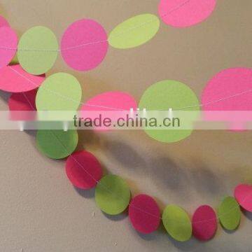 Best selling!!green and pink circle round paper garland for home party decorations