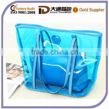 New Design Woman Best Selling Clear PVC Colorful Handbag Shoulder Tote Fashion Beach Bag