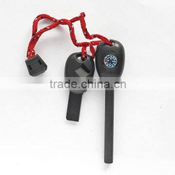 Hot-selling emergency rescue magnesium flint rod with compass and whistle