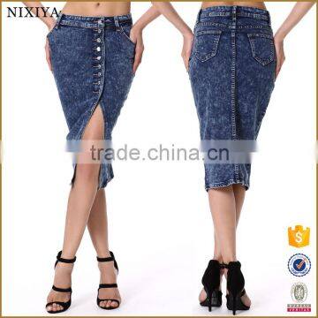 2016 New Arrival Denim Skirts Womens With Front Button