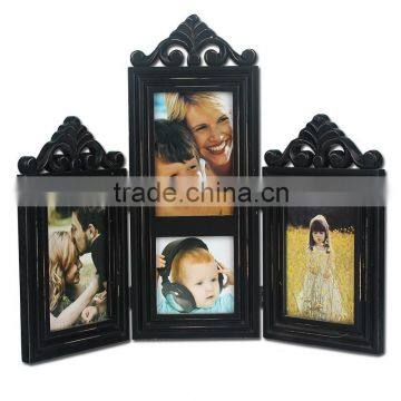 Chinese style wood black carved picture frame