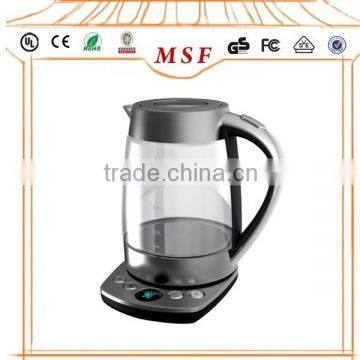 1.7L commercial electric glass water kettle with tray set