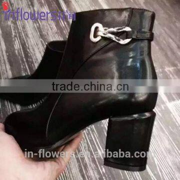 Quality OEM ODM Genuine leather high heel fashion women ankle boots elegant shoes