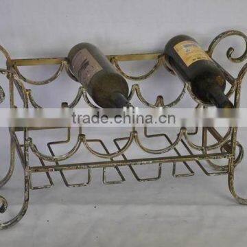 Vintage Cast Iron Standing Metal Wine Holder Rack