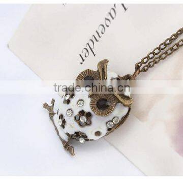 Accessories Womens Antique Gold Plated Vintage Diamond Owl Pendant Necklace Supplier's Choice
