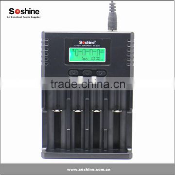 Whoesales Lcd Universal Charger Soshine H4 Battery Charger For 18650 /26650 batteries