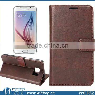 Retro Leather Flip Wallet Case for Galaxy S6,Crazy Horse Pattern for S6 Protective Case photo-5