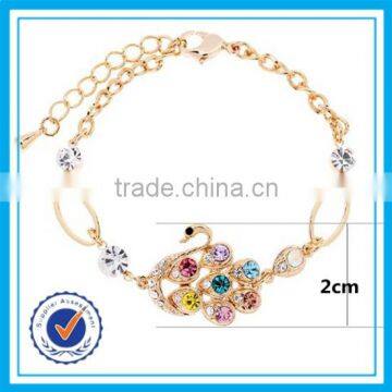 High end colored zircon swan bracelet cheap price women bracelet