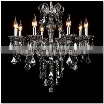 Contemporary Smoky Crystal Chandelier Lamp with Candle Bulbs for Living Room MD6609