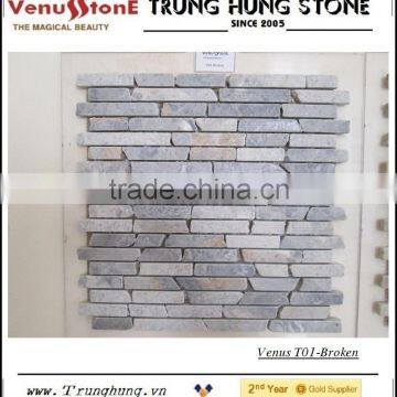 Light Grey Panther Broken Edge Marble Mosaic Tiles photo-2