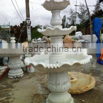 Outdoor marble water fountain hand carved white stone sculpture from Vietnam