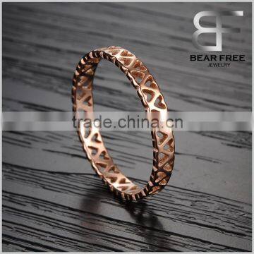Fashion Women Rose Gold Plated 316L Stainless Steel High Polished Camellia Pierced Ring photo-2