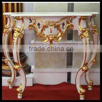 French Gold Ornate Wall Table Console with mirror Foyer luxury console table