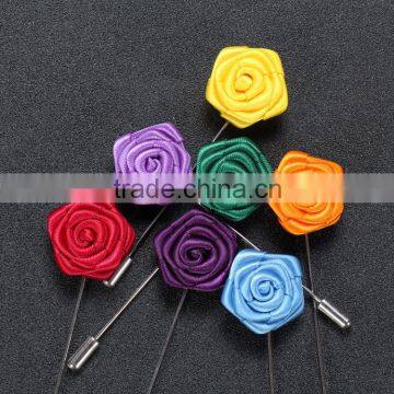 Custom handmade felt fabric rose lapel pins rolling flower pins