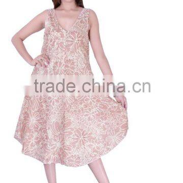 Cotton Printed Umbrella Dress Jaipur Mini Vestido Styles Ropa Ladies Garments 3270LC